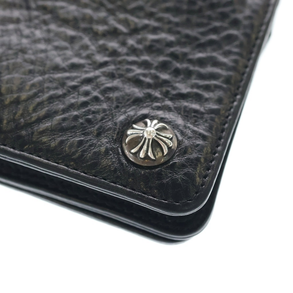 CHROME HEARTS(クロムハーツ) 1ZIP 1ジップ クロスボールボタン レザーウォレット 財布 ヘビーレザー ブラック BCA362