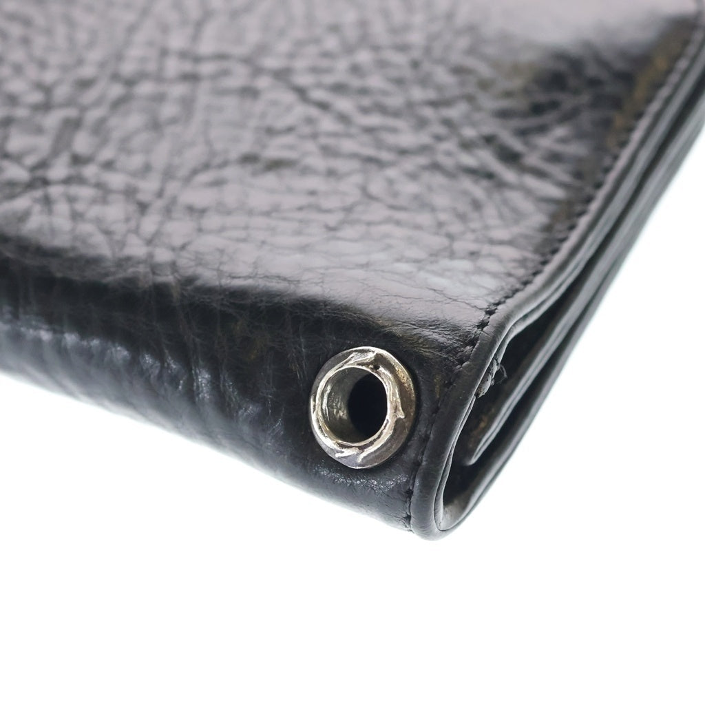 CHROME HEARTS(クロムハーツ) 1ZIP 1ジップ クロスボールボタン レザーウォレット 財布 ヘビーレザー ブラック BCA362