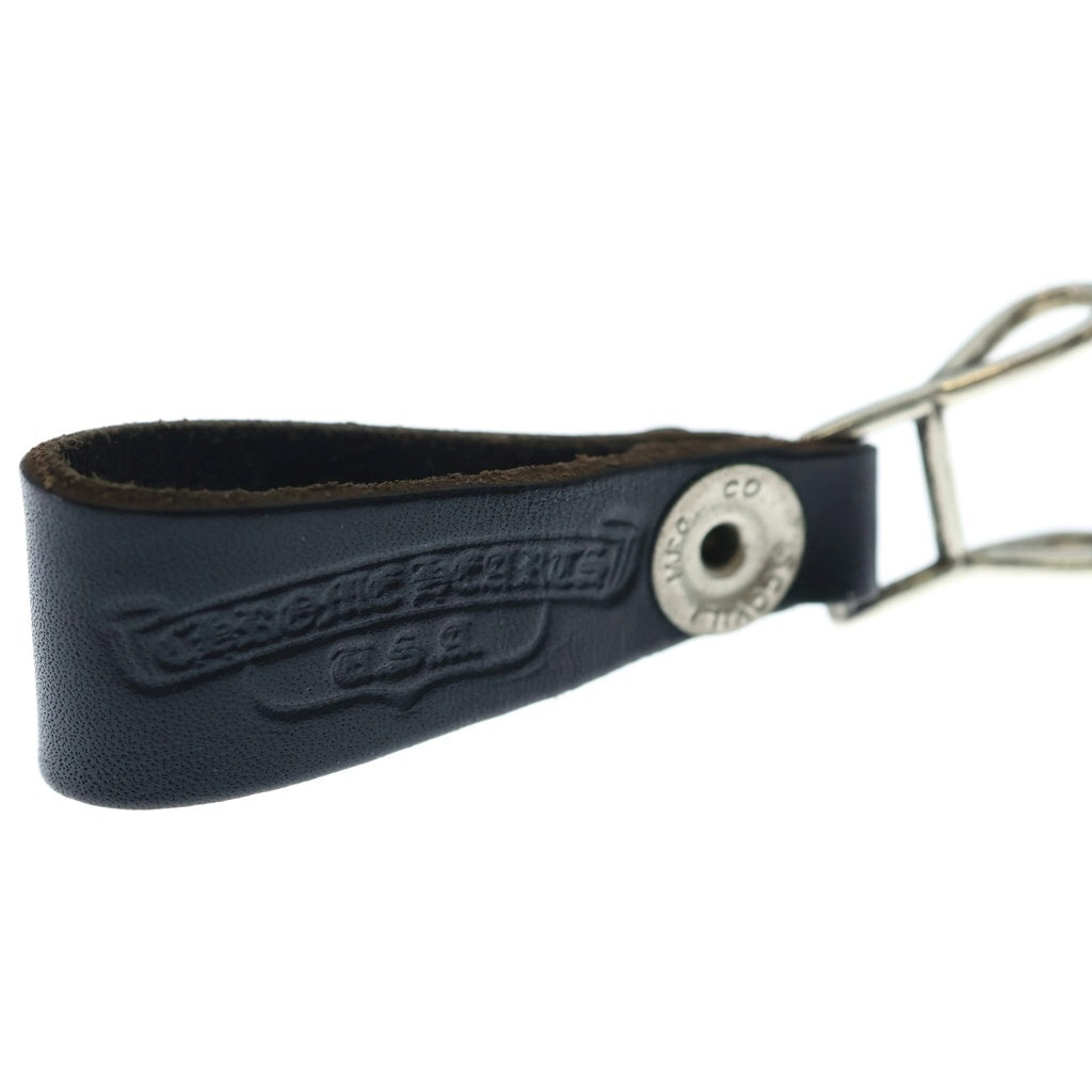 CHROME HEARTS(クロムハーツ) BELT LOOP クロスボールボタンレザーベルトループ シルバー/ブラック BCA397