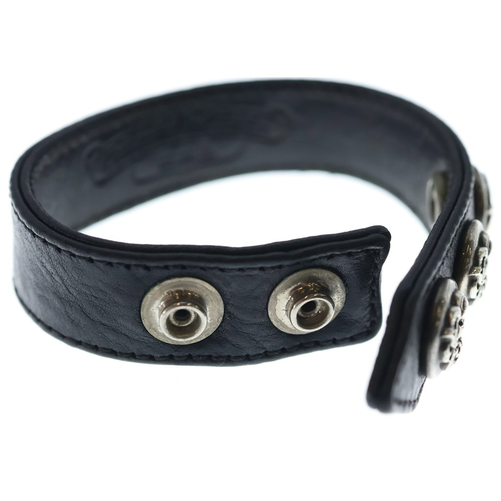CHROME HEARTS(クロムハーツ) 3BTN 2SNP ケルティック 3ボタン2スナップ レザーブレスレット ブラック/シルバー