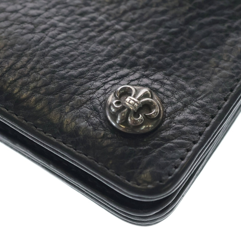 CHROME HEARTS(クロムハーツ) 1ZIP BS FLEUR BUTTON WALLET 1ジップ BSフレアボタン 二つ折り財布 レザーウォレット ブラック