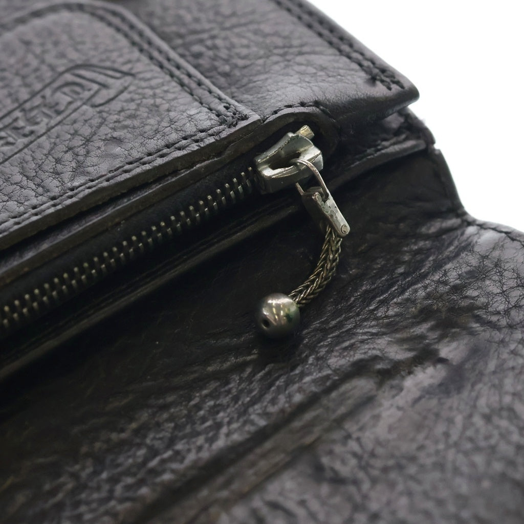 CHROME HEARTS(クロムハーツ) 1ZIP BS FLEUR BUTTON WALLET 1ジップ BSフレアボタン 二つ折り財布 レザーウォレット ブラック