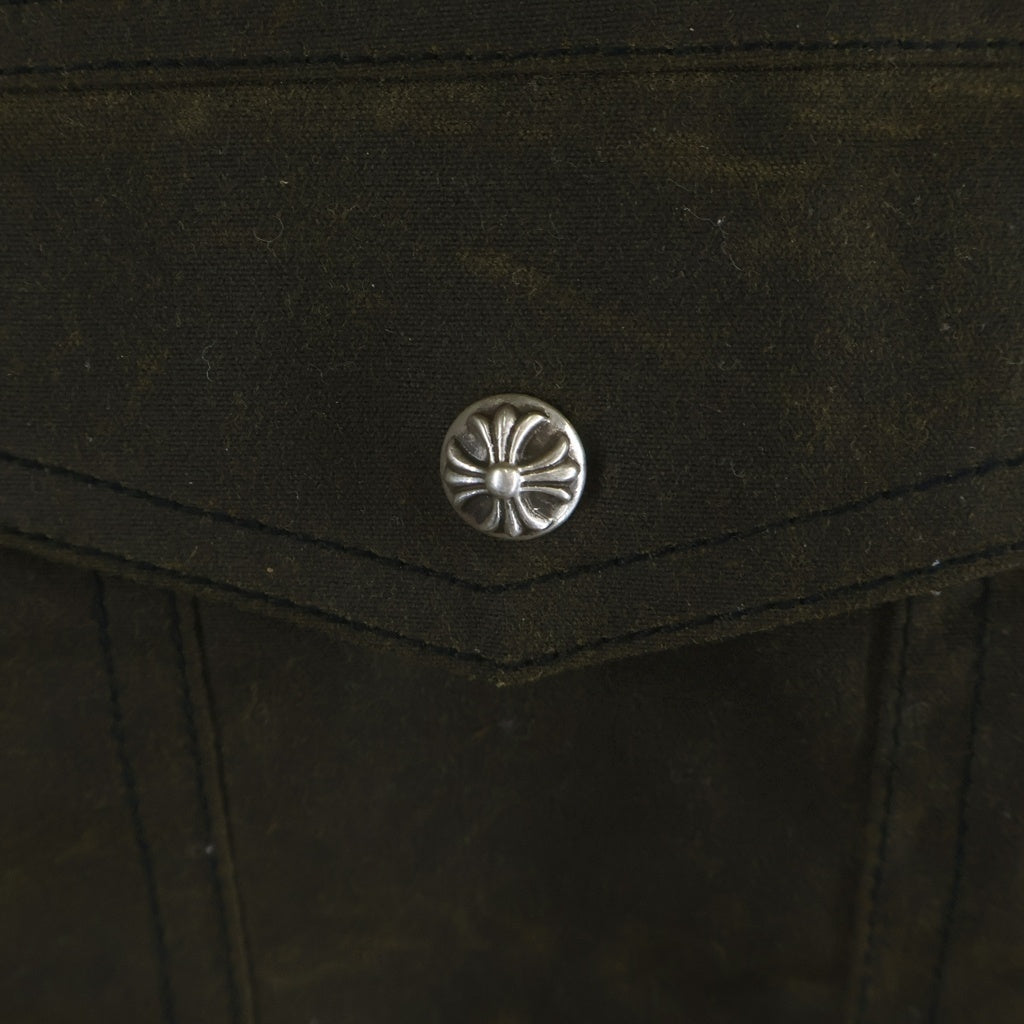 CHROME HEARTS(クロムハーツ) WHIPLASH クロスボールボタン オイル加工ジャケット カーキ