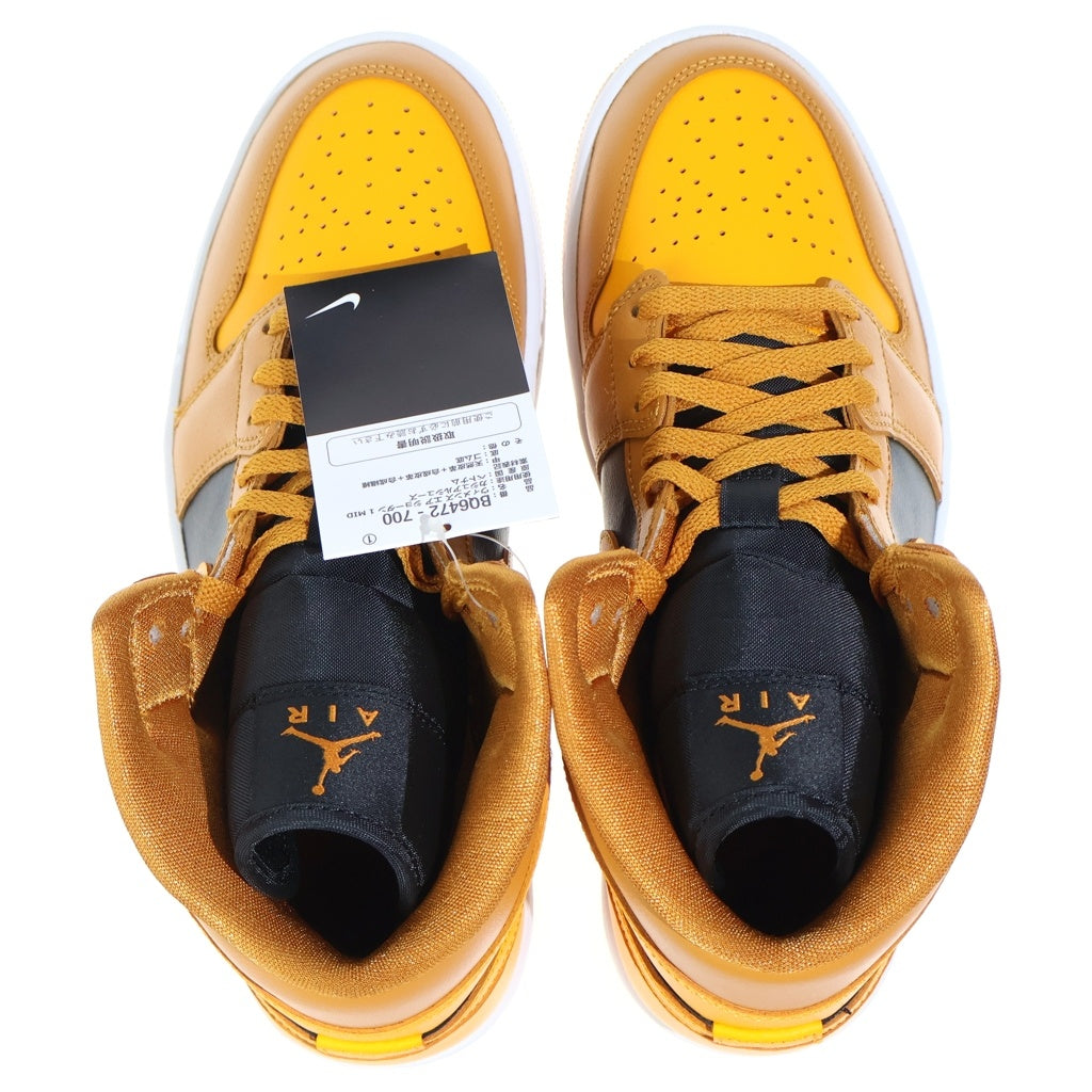 NIKE(ナイキ) WMNS AIR JORDAN 1 MID University Gold BQ6472-700 エアジョーダン1 ユニバーシティゴールド ミッドカットスニーカー US10.5/27.5cm