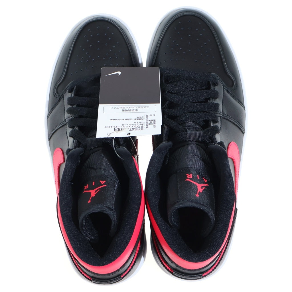 NIKE(ナイキ) WMNS AIR JORDAN 1 MID BQ6472-004 エアジョーダン 1 ミッド ミドルカットスニーカーシューズ ブラック/レッド US10/27cm