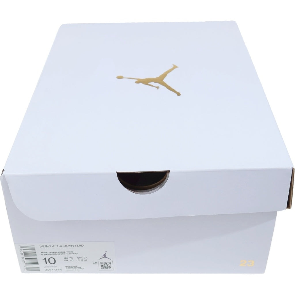 NIKE(ナイキ) WMNS AIR JORDAN 1 MID Habanero Red BQ6472-116 エアジョーダン 1 ミッド ハバネロレッド ミドルカットスニーカーシューズ ホワイト/オレンジ US10/27cm