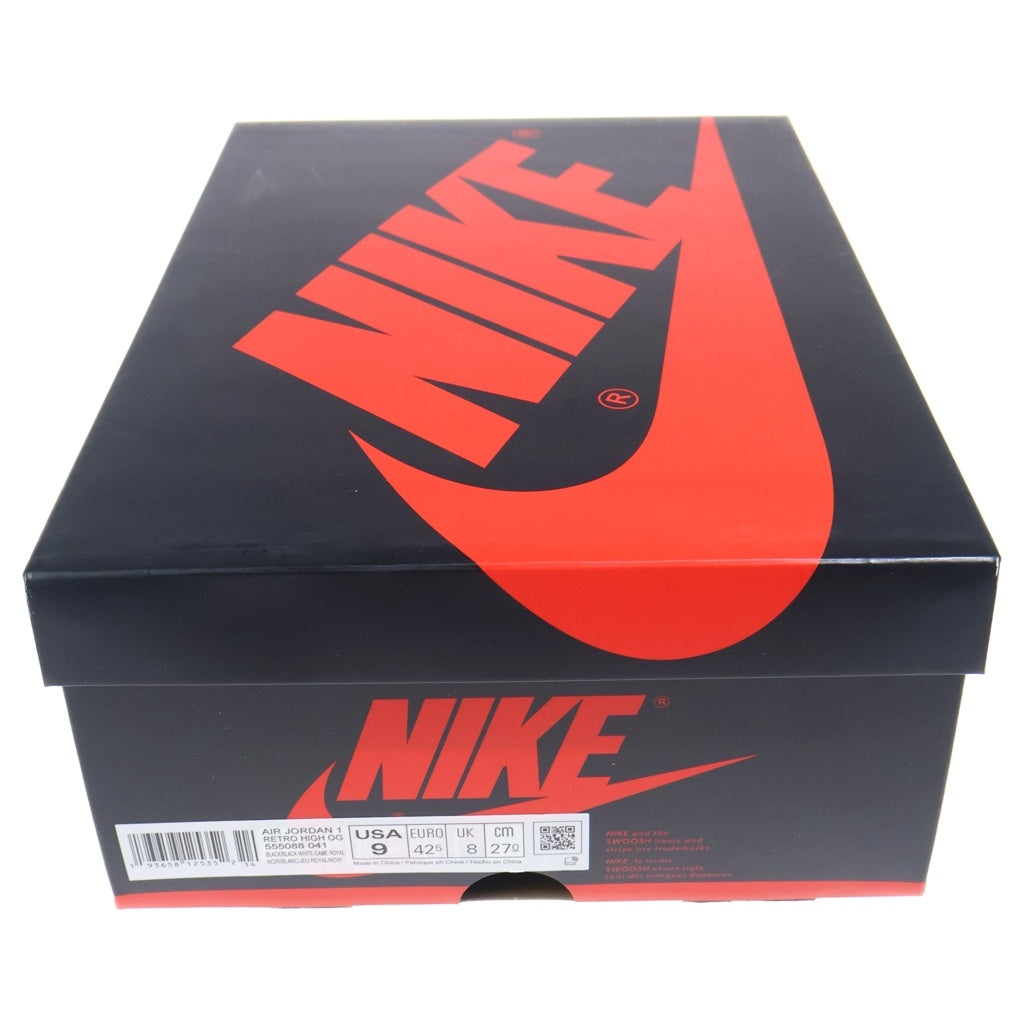 NIKE(ナイキ) AIR JORDAN 1 HIGH OG Royal Toe 555088-041 エアジョーダン1 ハイ ロイヤルトゥ ハイカットスニーカーシューズ ブラック/ブルー US9/27cm