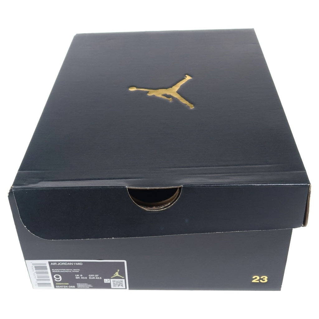 NIKE(ナイキ) AIR JORDAN 1 MID HYPER ROYAL 554724-068 エアジョーダン1 ハイパーロイヤル ミッドカットスニーカー ブラック/ブルー US9/27cm