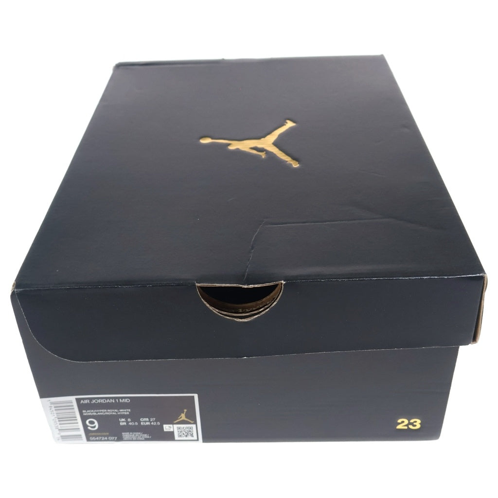 NIKE(ナイキ) AIR JORDAN 1 MID HYPER ROYAL 554724-077 エアジョーダン1 ミッド ハイパーロイヤル ミドルカットスニーカー ブルー/ブラック US9/27cm