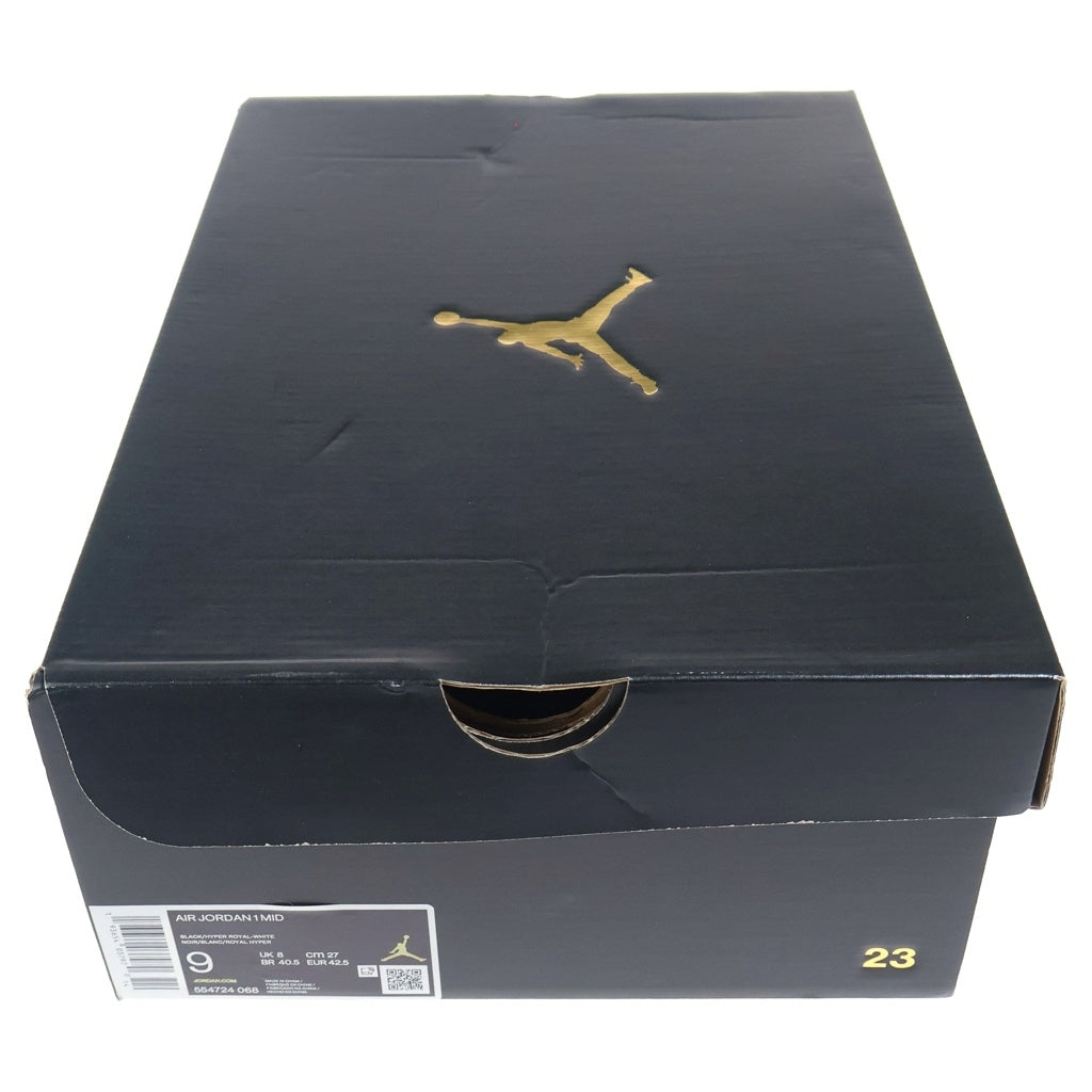 NIKE(ナイキ) AIR JORDAN 1 MID HYPER ROYAL 554724-077 エアジョーダン1 ミッド ハイパーロイヤル ミドルカットスニーカー ブルー/ブラック US9/27cm
