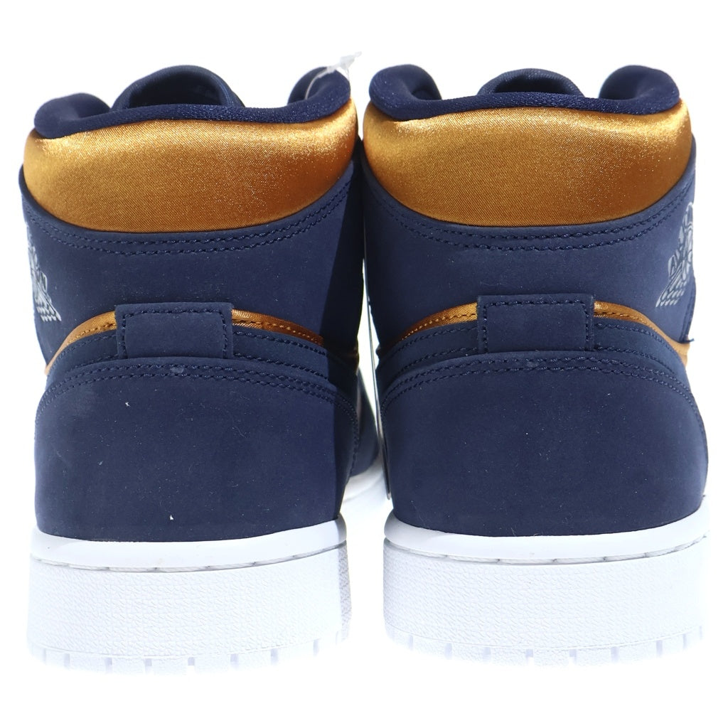 NIKE(ナイキ) AIR JORDAN 1 MID SE Satin Gold 852542-401 エアジョーダン1 ミッド サテンゴールド ミドルカットスニーカー ネイビー/ゴールド US9/27cm