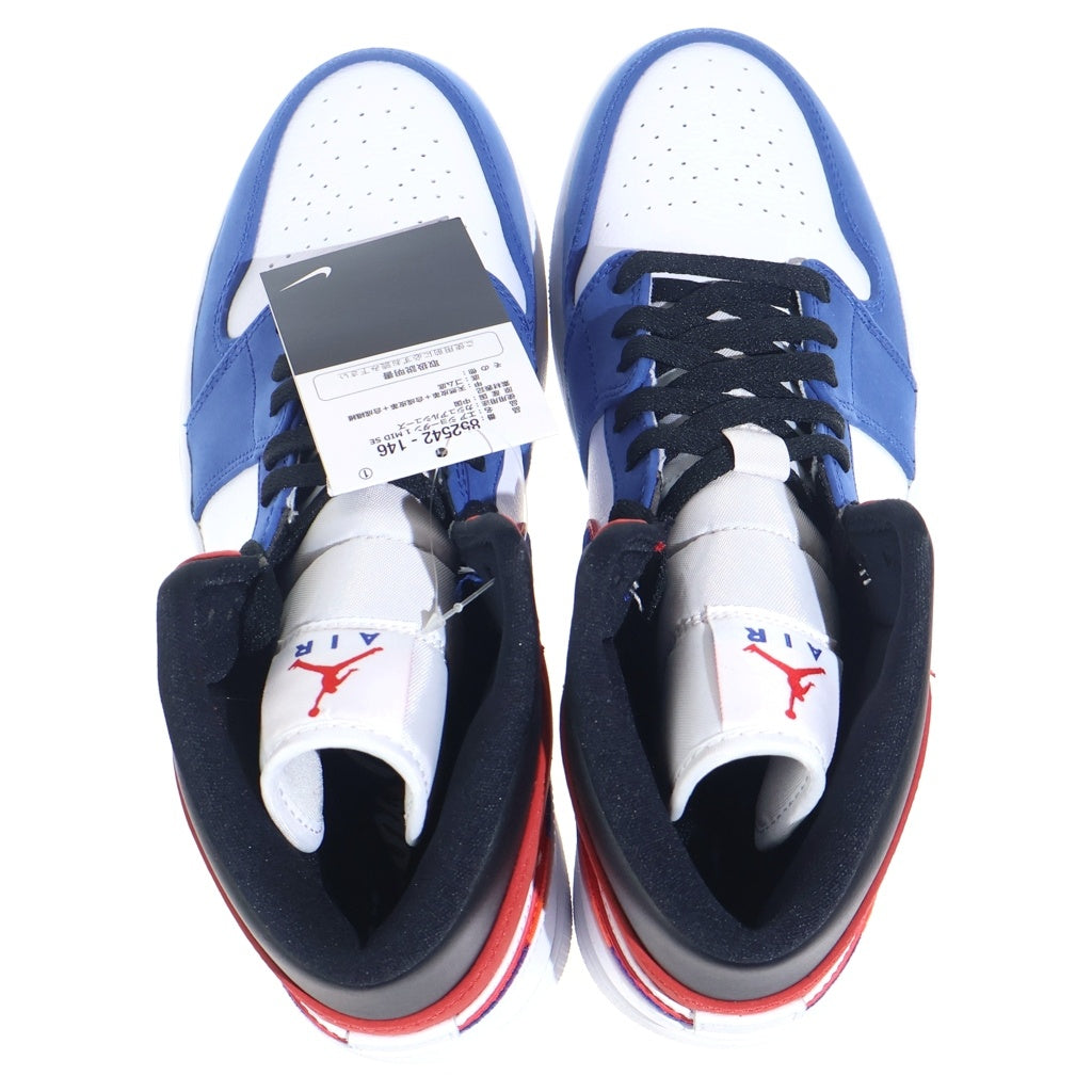NIKE(ナイキ) AIR JORDAN 1 MID WHITE/BLUE/RED 852542-146 エアジョーダン 1 ミッドカットスニーカー マルチ US9/27cm
