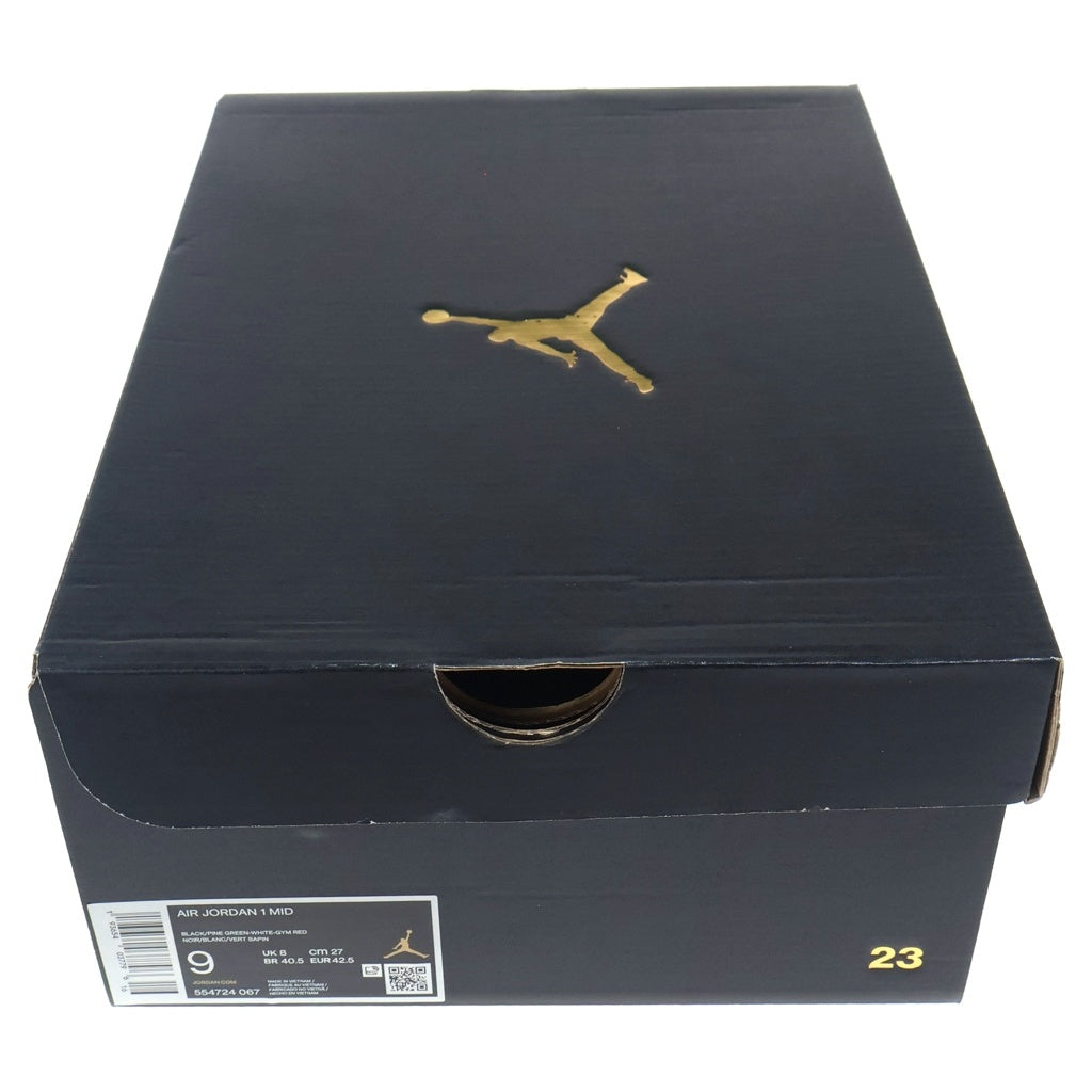 NIKE(ナイキ) AIR JORDAN 1 MID PINE GREEN 554724-067 エアジョーダン 1 ミッド パイングリーン ミッドカットスニーカー グリーン/ブラック US9/27cm