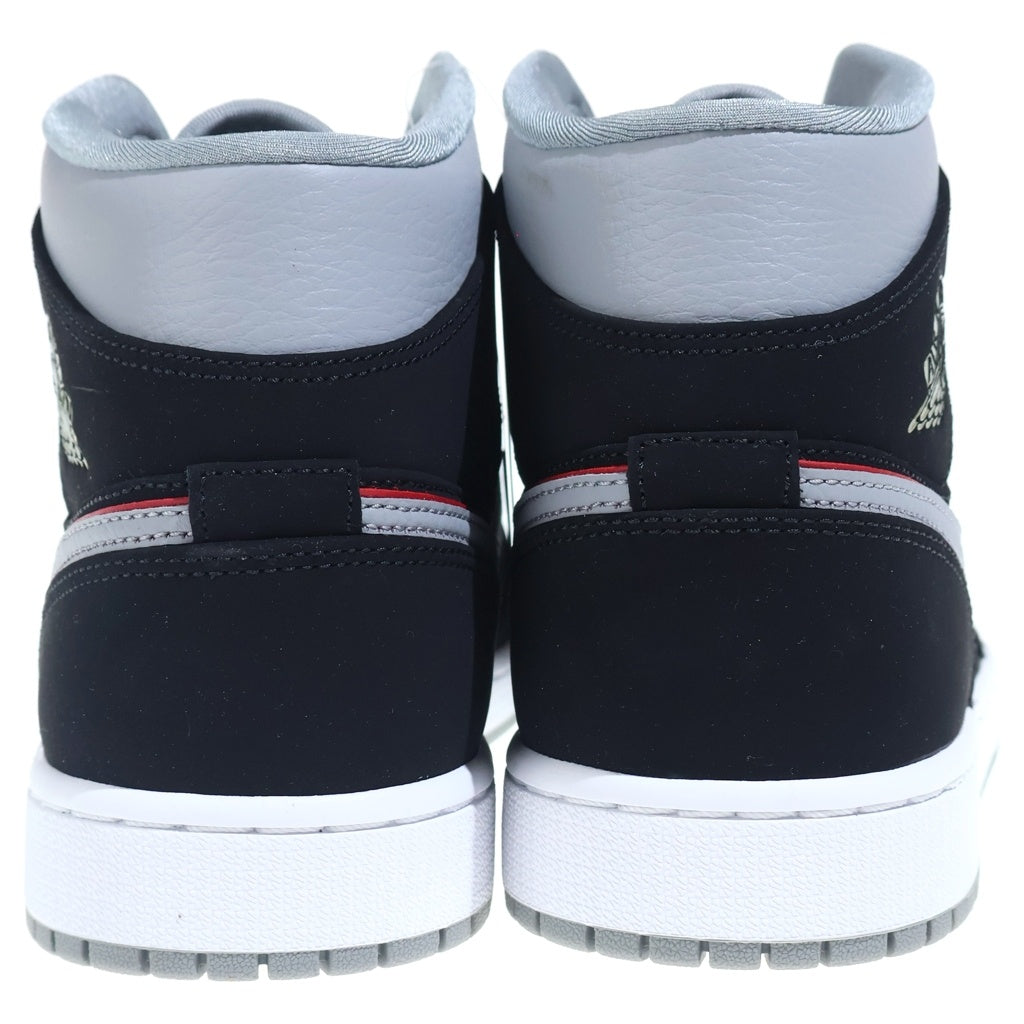 NIKE(ナイキ) AIR JORDAN 1 MID Black Particle Grey Gym Red 554724-060 エアジョーダン1 ミッド ブラックパーティクルグレージムレッド ミドルカットスニーカー US9/27cm
