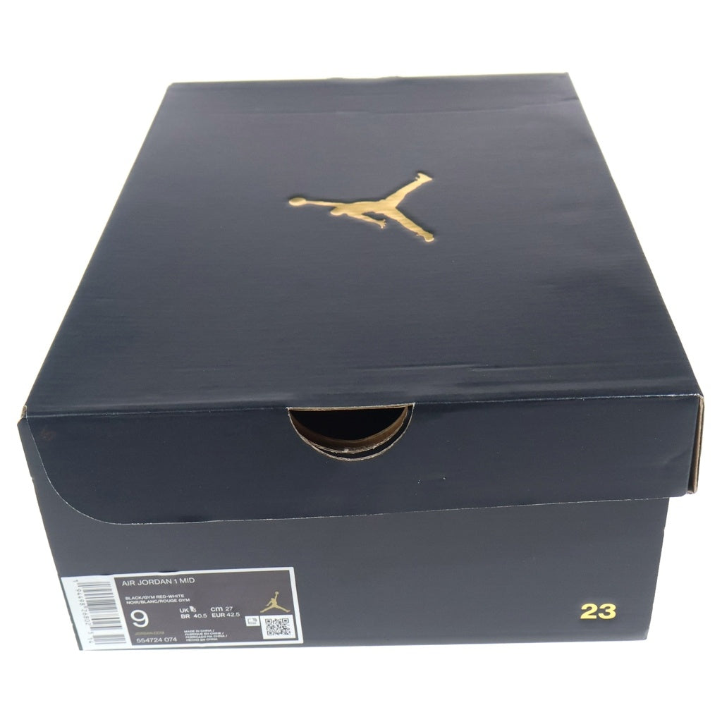 NIKE(ナイキ) AIR JORDAN 1 MID Bred 554724-074 エアジョーダン1 ミッド ブレッド ミドルカットスニーカー レッド/ブラック US9/27cm