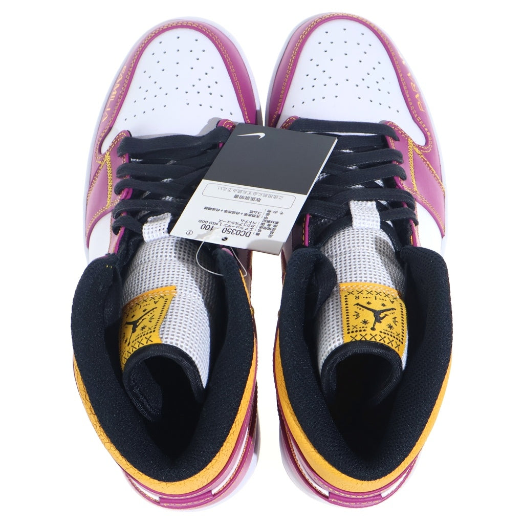 NIKE(ナイキ) AIR JORDAN 1 MID DOD DIA DE LOS MUERTOS DC0350-100 エアジョーダン1 ディア デ ムエルトス ミッドカットスニーカー パープル/イエロー US9/27cm