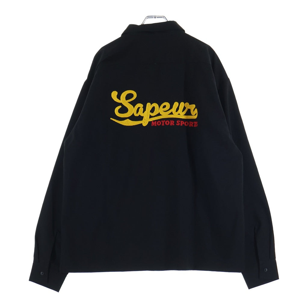 SAPEur(サプール) ワッペン/チェーン刺繍 ボーリング長袖シャツ ブラック MIL-S- 2391