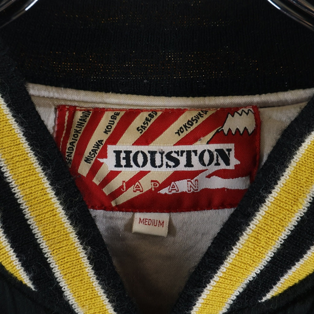 HOUSTON(ヒューストン) 虎刺繍ロゴ レーヨン スーヴェニアジャケット ブラック