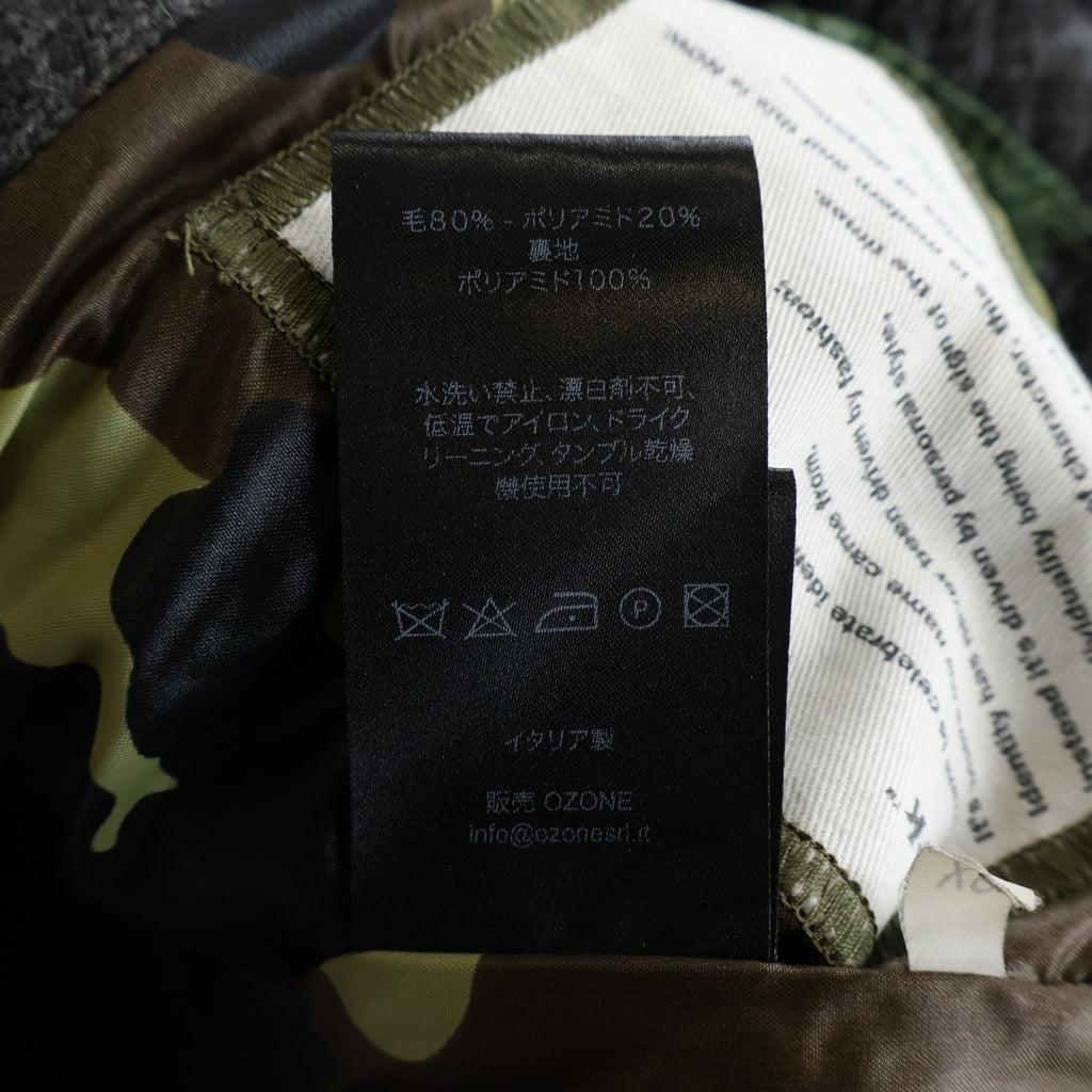 Bark(バーク) リブ編み ニットジャケット 裏地カモ柄ライナー グレー 00131678-0006