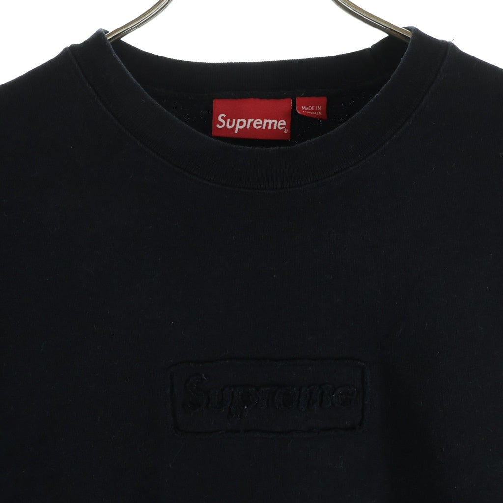 SUPREME(シュプリーム) 20SS Cutout Logo Crewneck Sweatshirt カットアウト ボックスロゴ クルーネックスウェットトレーナー ブラック