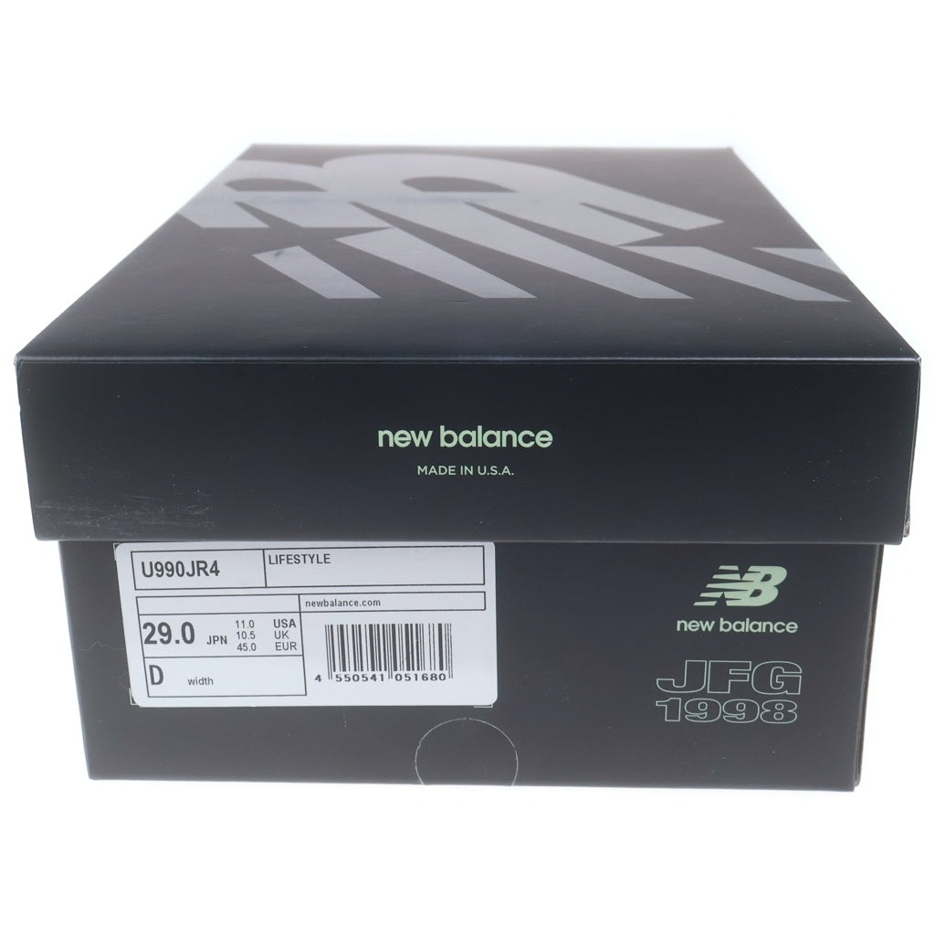 New Balance(ニューバランス) ×JOE FRESHGOODS 990V4 U990JR4 ジョーフレッシュグッズ スウェード/メッシュ ローカットスニーカー アイボリー/ブラック US11/29cm