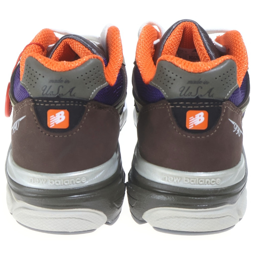 New Balance(ニューバランス) 990V3 スウェード/メッシュ ローカットスニーカー カーキ/オレンジ/パープル US10.5/28.5cm M990BT3