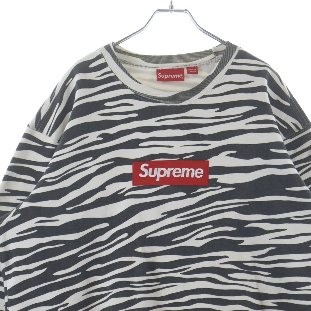 SUPREME(シュプリーム) 22AW Box Logo Crewneck Zebra ボックスロゴ ゼブラ柄 クルーネックスウェットシャツ トレーナー ホワイト/ブラック