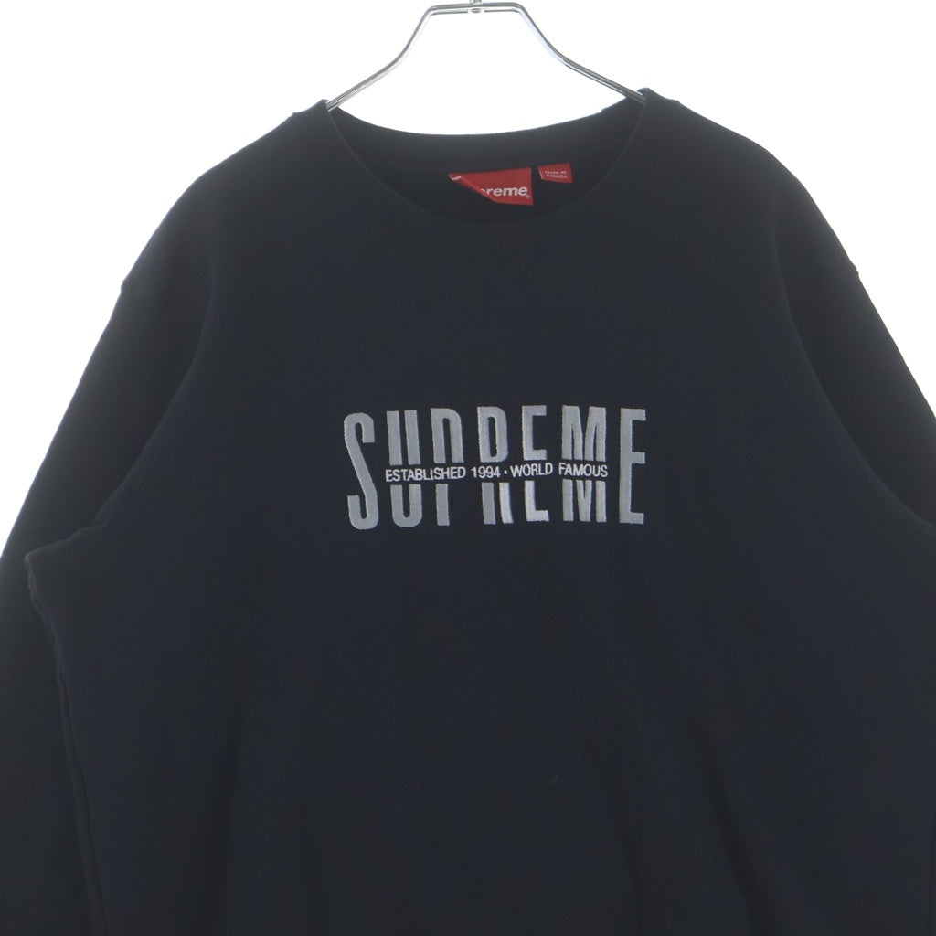 SUPREME(シュプリーム) 18AW World Famous Crewneck ワールドフェイマス 刺繍ロゴ スウェットクルーネックシャツ トレーナー ブラック