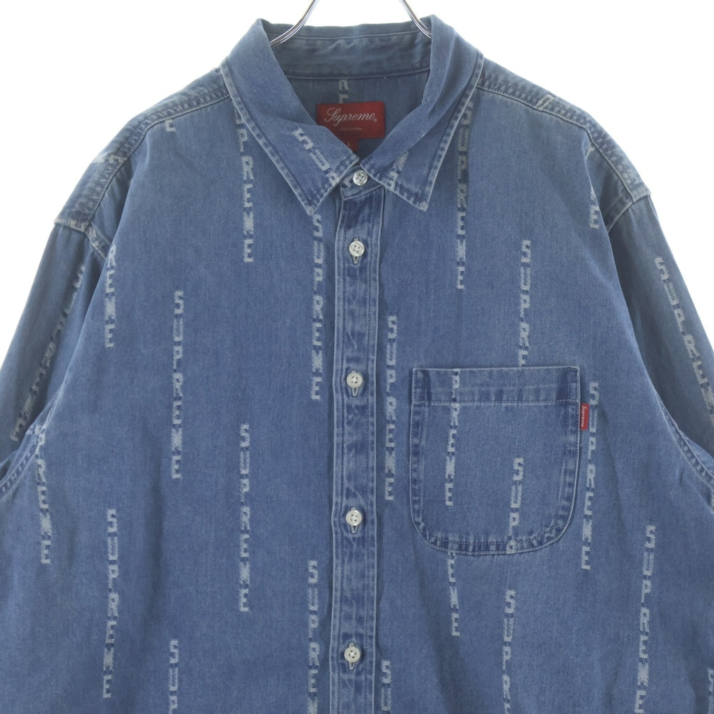 SUPREME(シュプリーム) 20AW Logo Stripe Jacquard Denim Shirt ジャガードストライプロゴ デニム長袖シャツ インディゴ