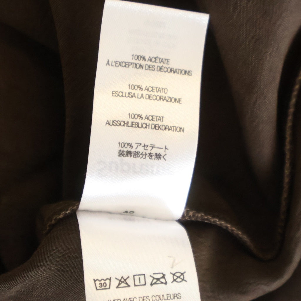 SUPREME(シュプリーム) 22SS Satin Zip Up S/S Shirt パッチロゴ フロントジップ サテン 半袖シャツ ブラウン