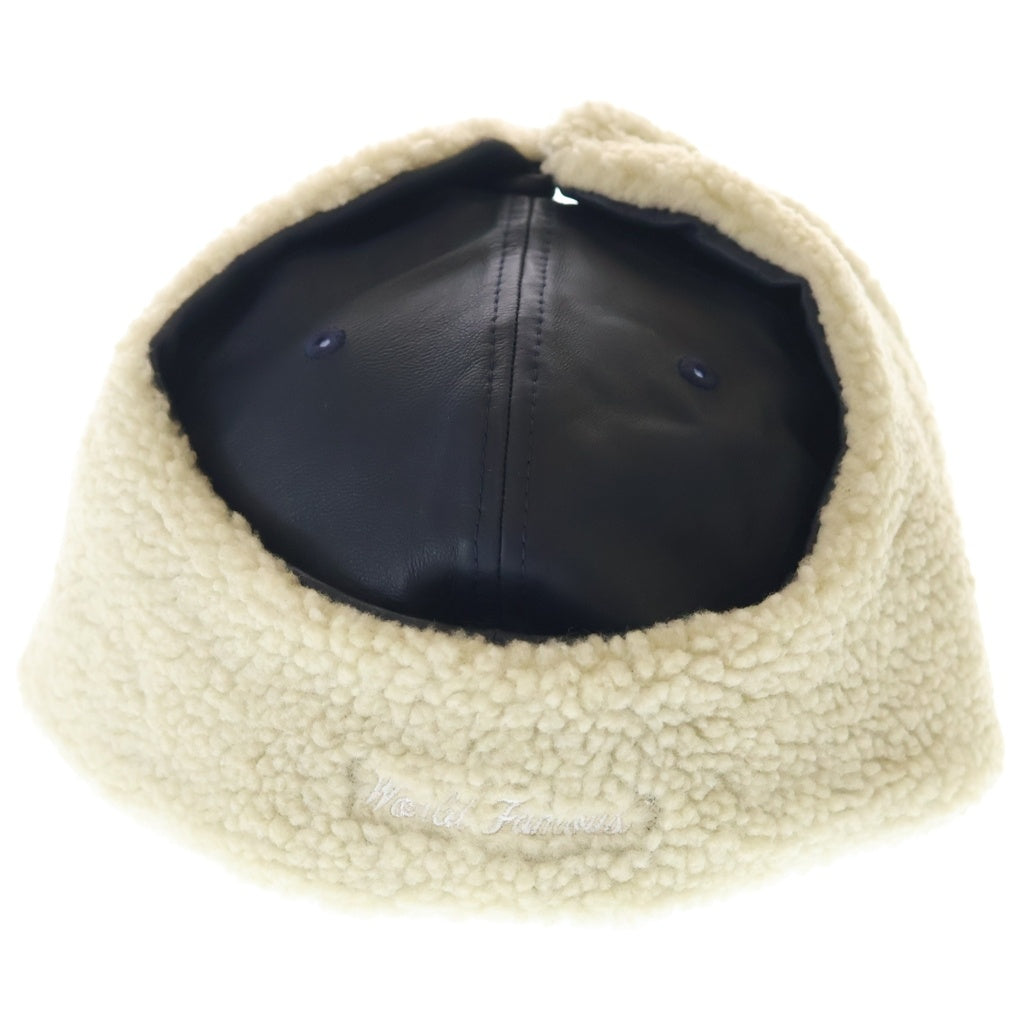 SUPREME(シュプリーム) 22AW ×New Era Leather Earflap Box Logo ニューエラ イヤーフラップ付き レザー ベースボールキャップ 帽子 ネイビー
