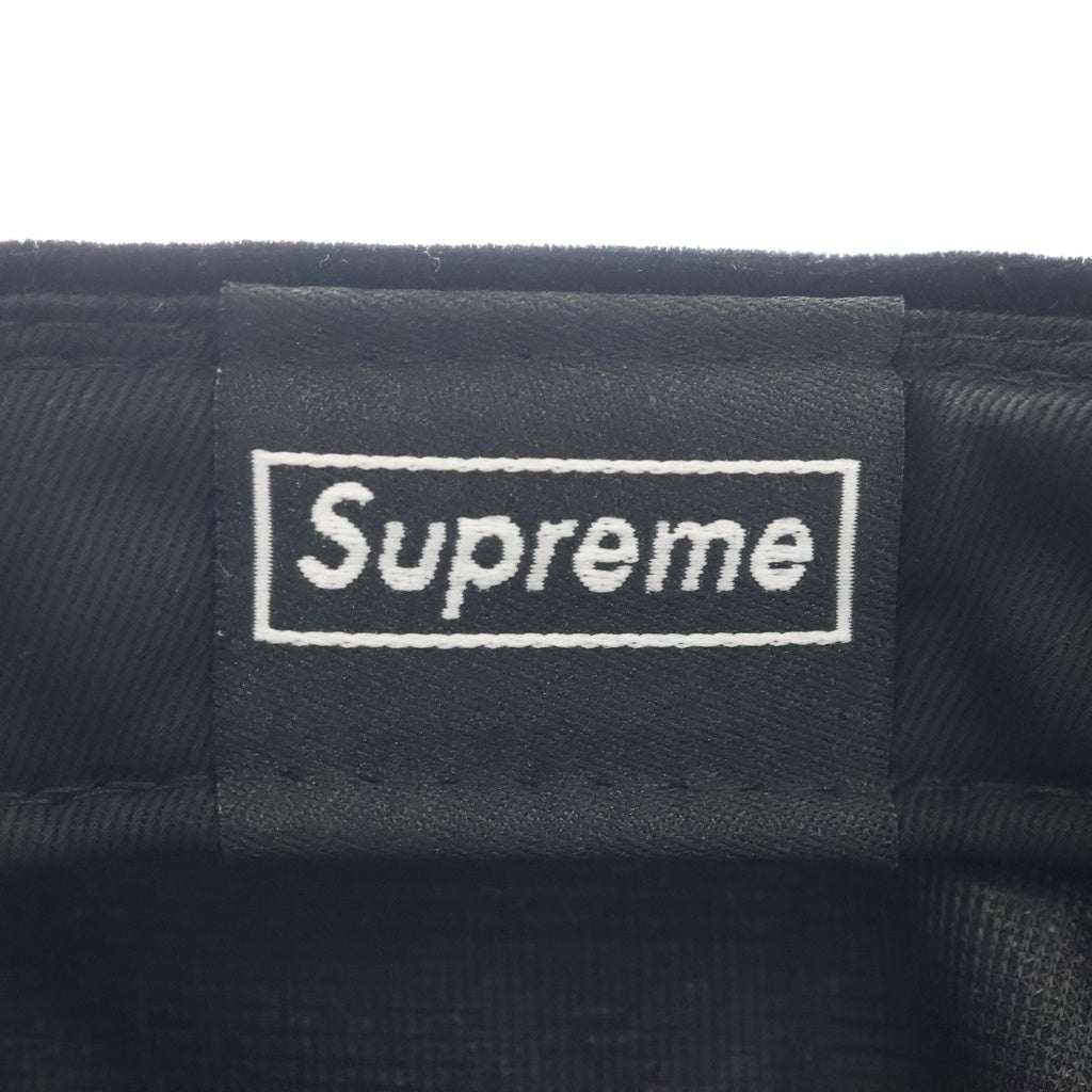 SUPREME(シュプリーム) 22AW ×New Era Velour Box Logo ニューエラ ベロア地 ボックスロゴ ベースボールキャップ 帽子 ブラック