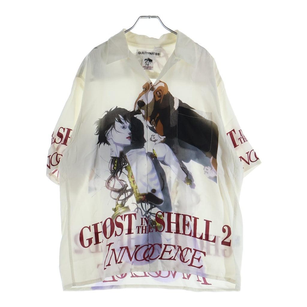 WACKO MARIA(ワコマリア) 24SS ×GHOST IN THE SHELL 2 INNOCENCE HAWAIIAN SHIRT TYPE-1 攻殻機動隊イノセンス プリントロゴ レーヨン半袖シャツ ホワイト