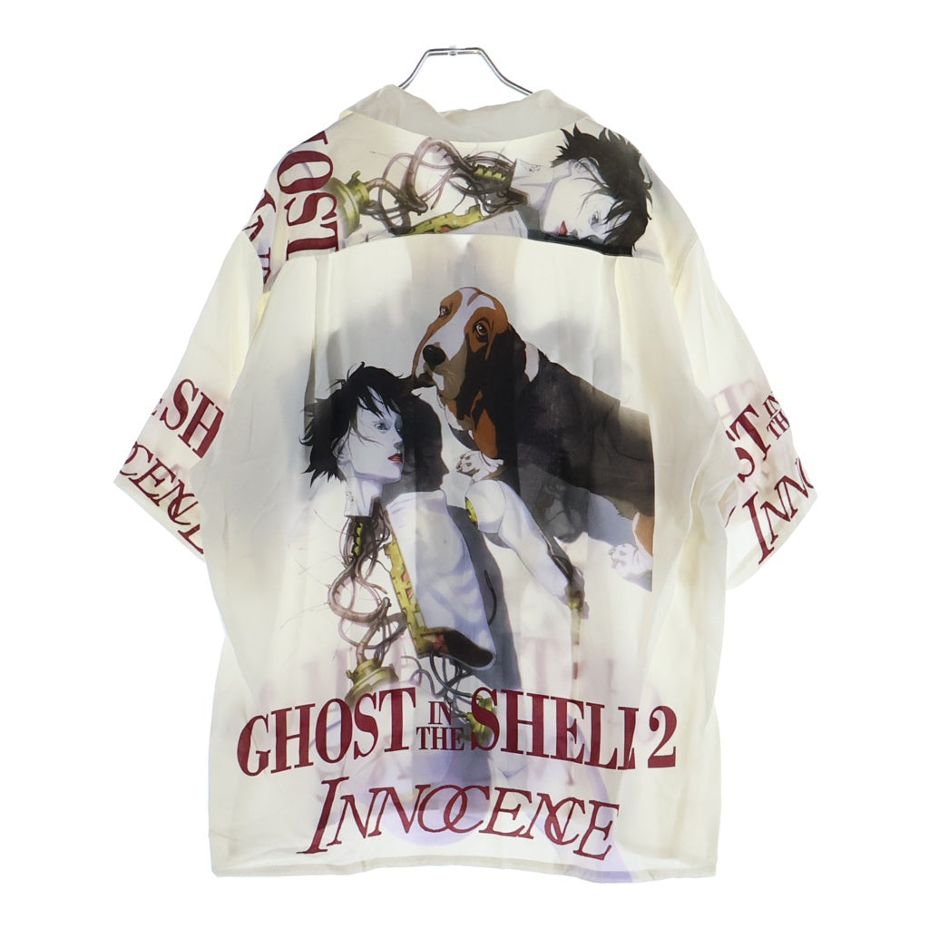 WACKO MARIA(ワコマリア) 24SS ×GHOST IN THE SHELL 2 INNOCENCE HAWAIIAN SHIRT TYPE-1 攻殻機動隊イノセンス プリントロゴ レーヨン半袖シャツ ホワイト