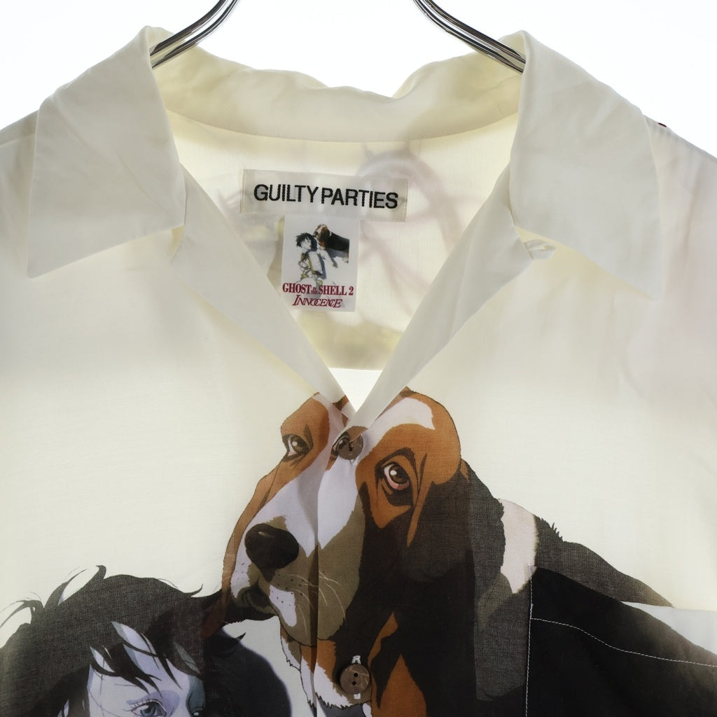 WACKO MARIA(ワコマリア) 24SS ×GHOST IN THE SHELL 2 INNOCENCE HAWAIIAN SHIRT TYPE-1 攻殻機動隊イノセンス プリントロゴ レーヨン半袖シャツ ホワイト