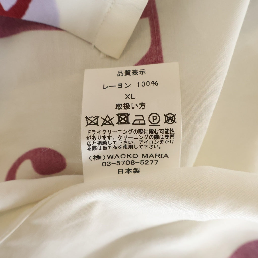 WACKO MARIA(ワコマリア) 24SS ×GHOST IN THE SHELL 2 INNOCENCE HAWAIIAN SHIRT TYPE-1 攻殻機動隊イノセンス プリントロゴ レーヨン半袖シャツ ホワイト