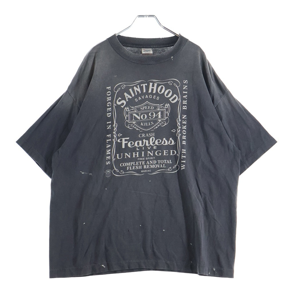 SAINT MICHAEL(セントマイケル) 25SS ×STHD. FEARLESS SS TEE ネイバーフッド加工 プリントロゴ半袖Tシャツ カットソー グレー SM-HR8-0000-C70