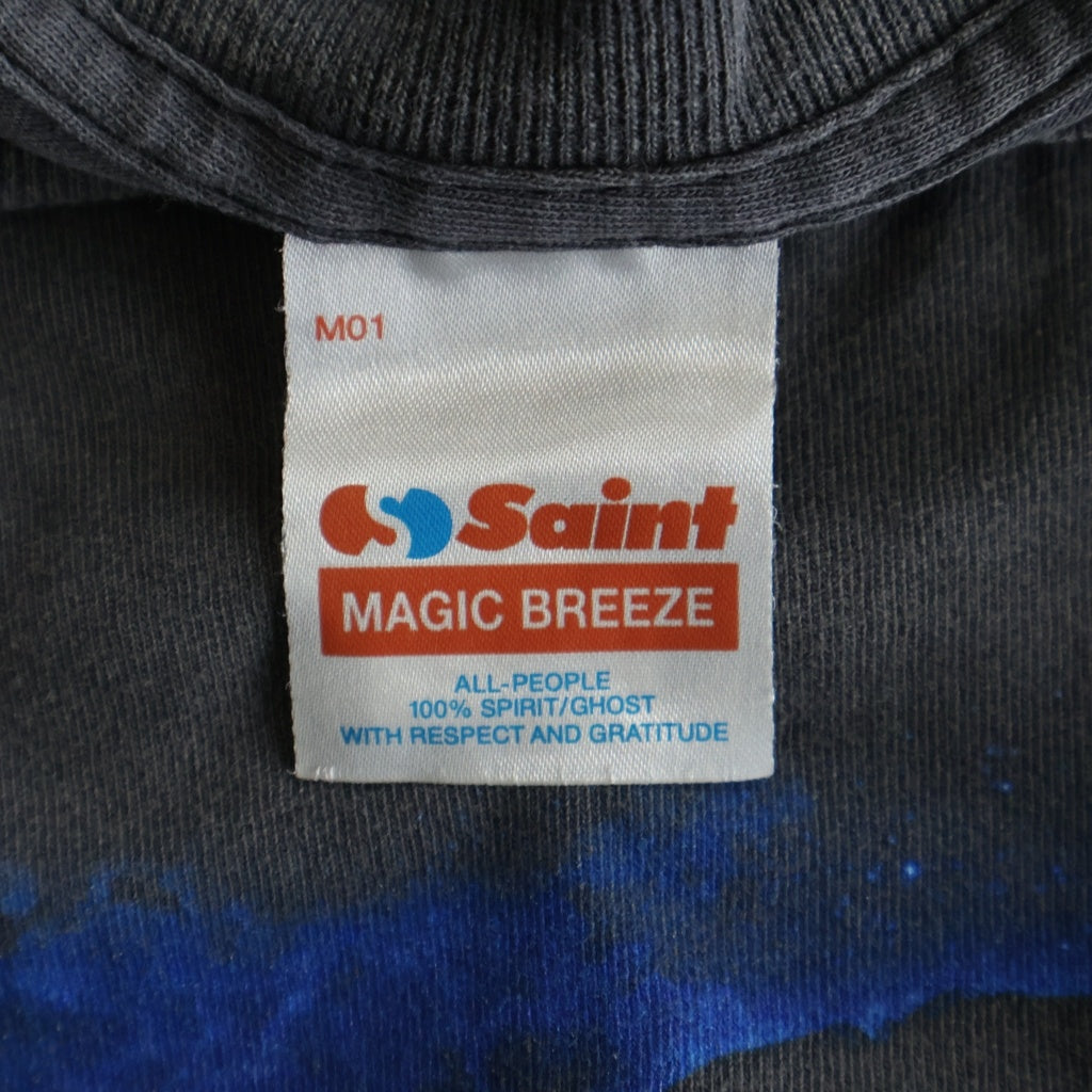 SAINT MICHAEL(セントマイケル) 25AW HP_SS TE ヴィンテージ加工 ムービー プリントロゴ 半袖Tシャツ カットソー グレー SM-HR1-0000-C45