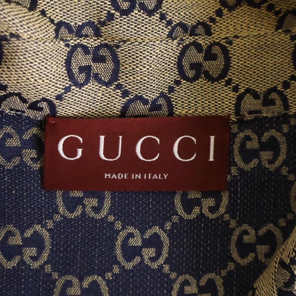 GUCCI(グッチ) GG 総柄デザイン リネンブレンド キャンバス地 半袖シャツ ベージュ 742707 ZAM7G