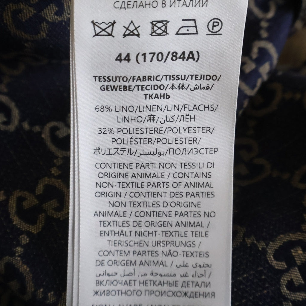 GUCCI(グッチ) GG 総柄デザイン リネンブレンド キャンバス地 半袖シャツ ベージュ 742707 ZAM7G