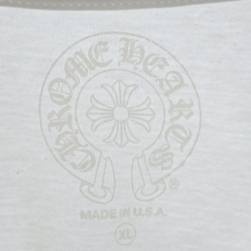 CHROME HEARTS(クロムハーツ) CH LS 1 袖英字ロゴ/ネックロゴ 長袖Tシャツ カットソー ホワイト/ライトグリーン