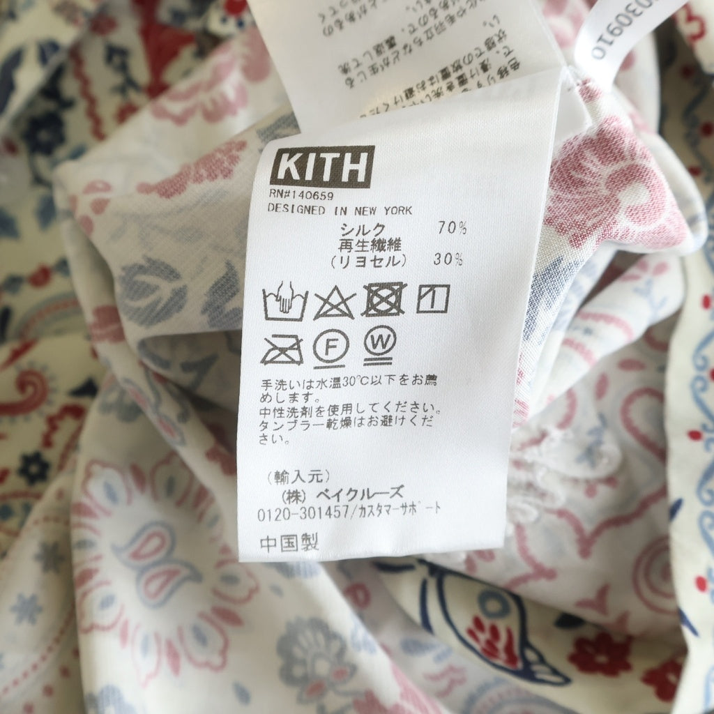KITH(キス) ペイズリー柄 シルク/レーヨン 長袖シャツ ホワイト/レッド 23-050-060-0009-1-0