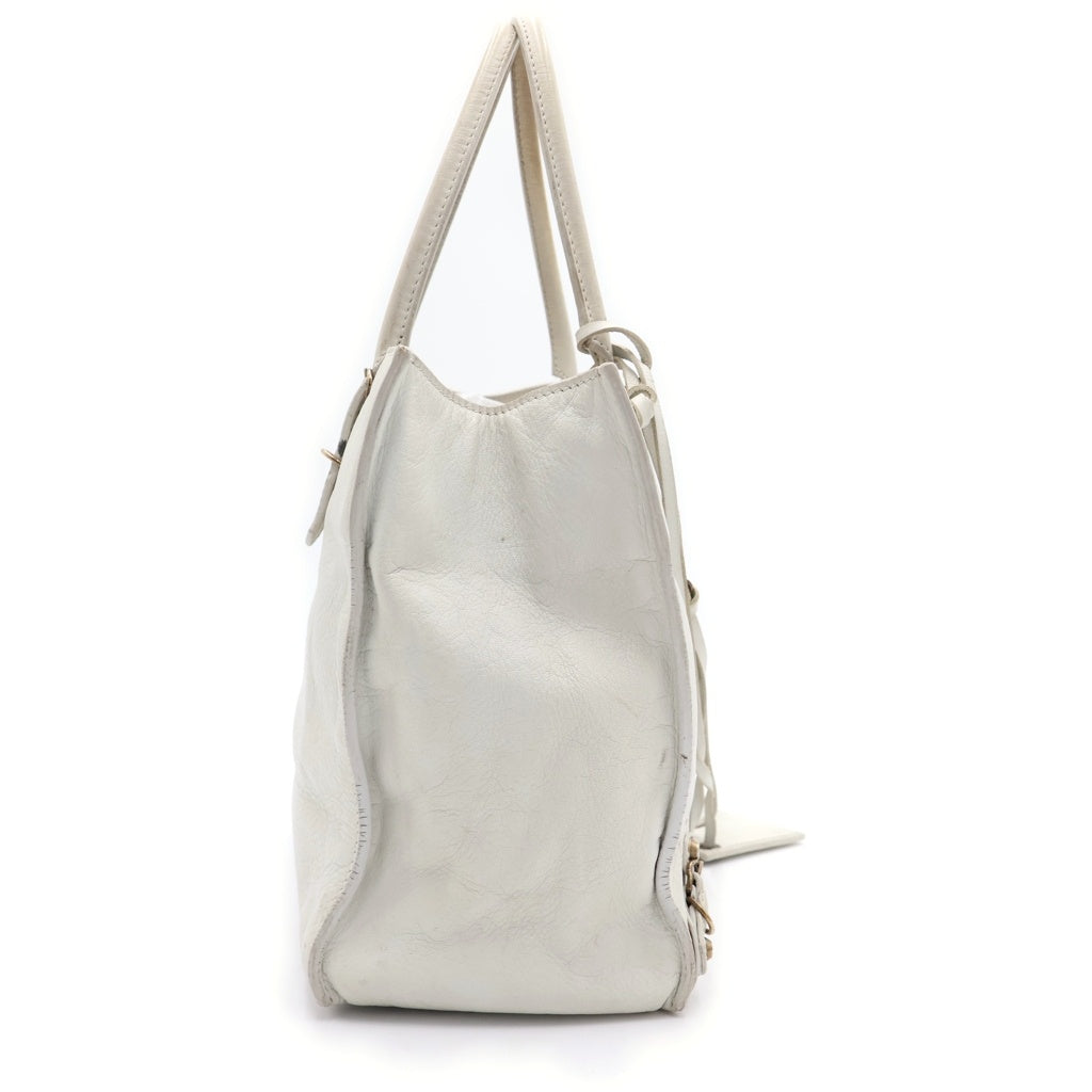 BALENCIAGA(バレンシアガ) ザペーパー レザーハンドバッグ っホワイト レディース