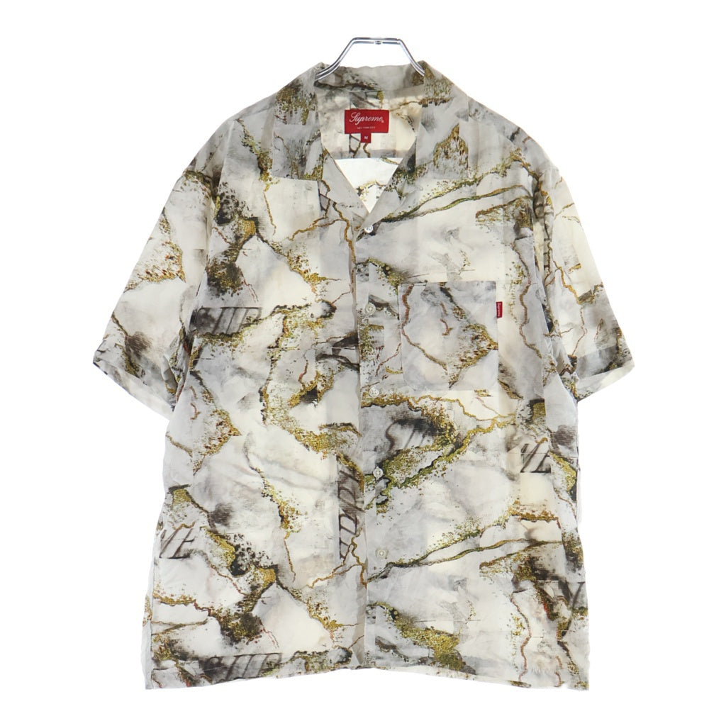 SUPREME(シュプリーム) 20AW Marble Silk S/S Shirt マーブル 総柄 シルク 半袖シャツ ホワイト
