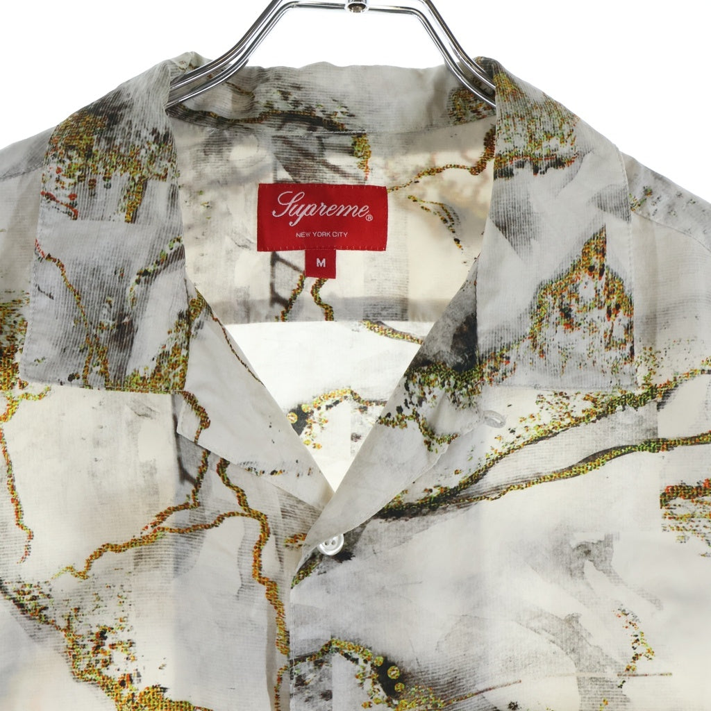 SUPREME(シュプリーム) 20AW Marble Silk S/S Shirt マーブル 総柄 シルク 半袖シャツ ホワイト