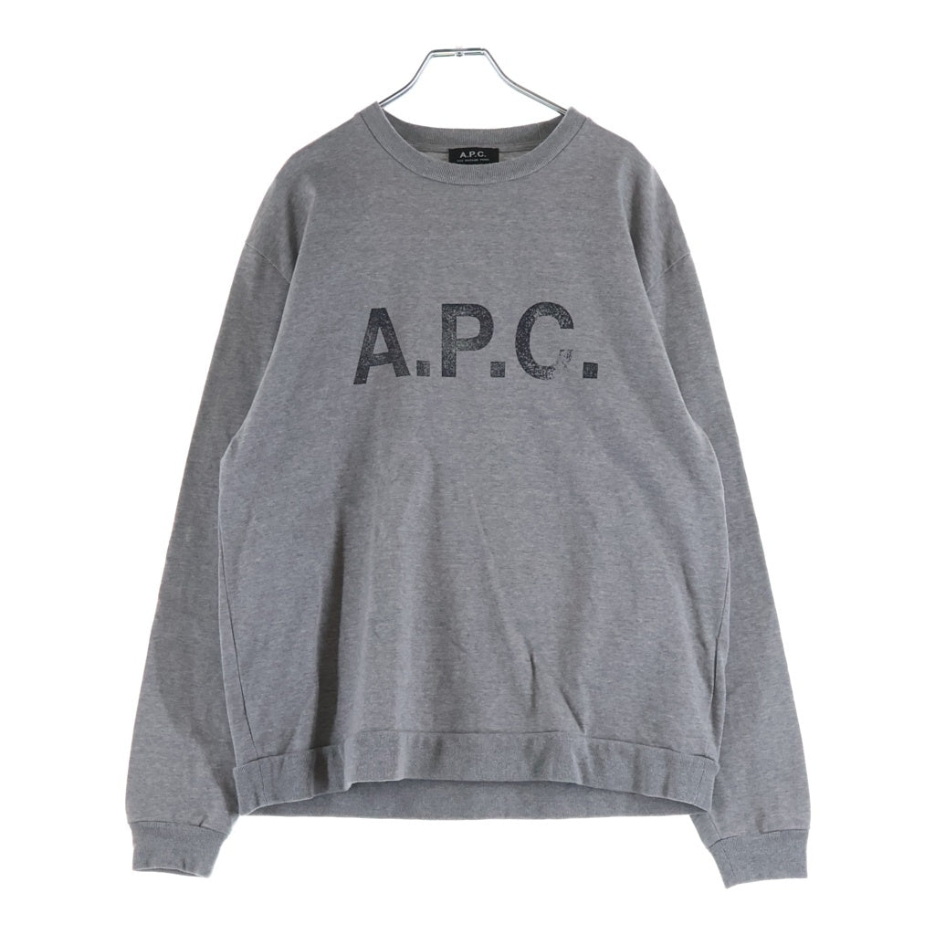 A.P.C(アーペーセー) スウェットライク ロングスリーブ ステンシルロゴ長袖Tシャツ カットソー グレー 24252-1-95851