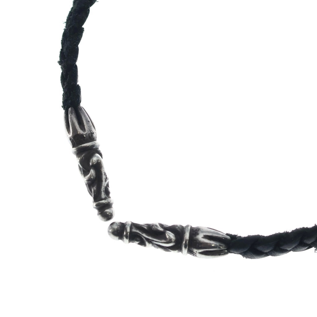 CHROME HEARTS(クロムハーツ) LEATHER BRAID SCROLL ネックレス レザーブレイドネックレス ブラック/シルバー BCA377