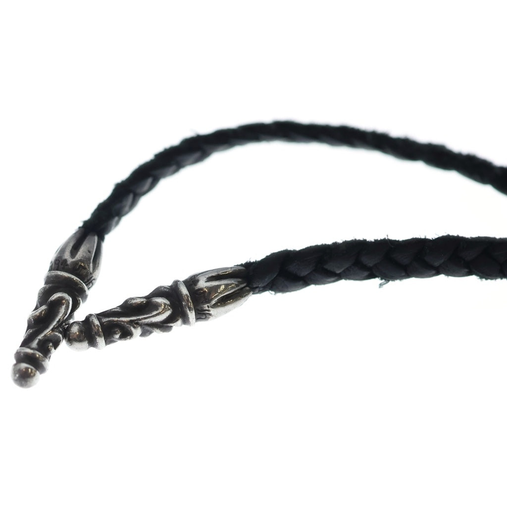 CHROME HEARTS(クロムハーツ) LEATHER BRAID SCROLL ネックレス レザーブレイドネックレス ブラック/シルバー BCA377