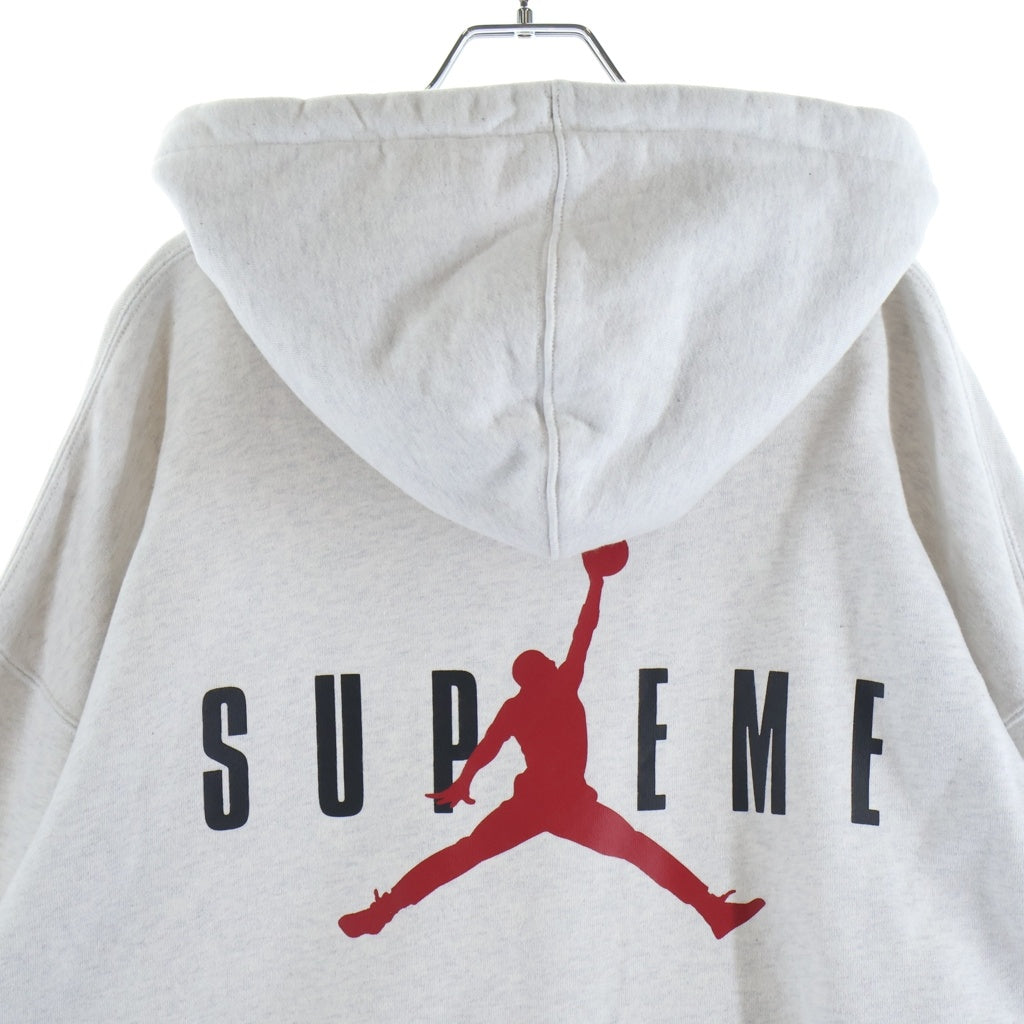 SUPREME(シュプリーム) 24SS ×NIKE Jordan Hooded Sweatshirt ナイキ ジョーダン プリントロゴ スウェットフーデッドシャツ プルオーバーパーカー グレー HF0836-051