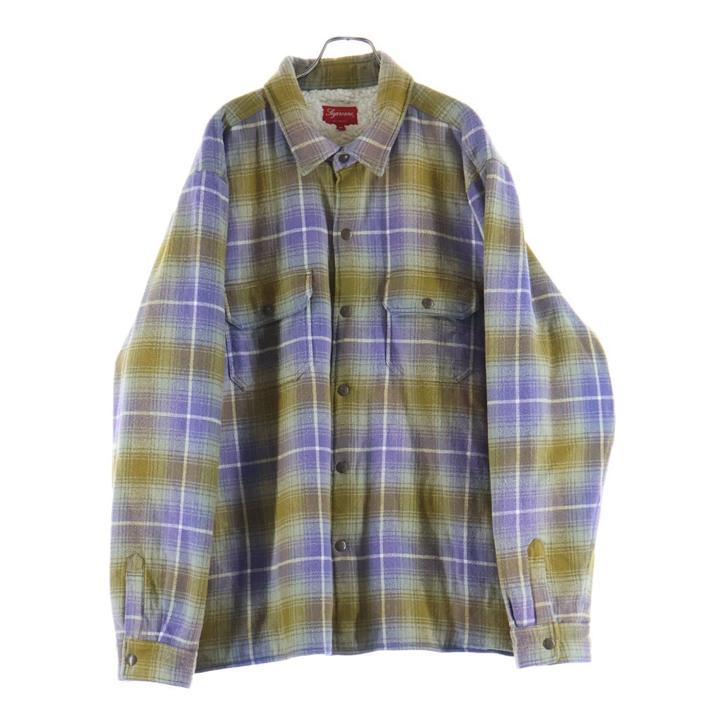 SUPREME(シュプリーム) 22AW Shearling Lined Flannel Shirt 裏地ボア シャーリングリネン フランネル長袖シャツ パープル